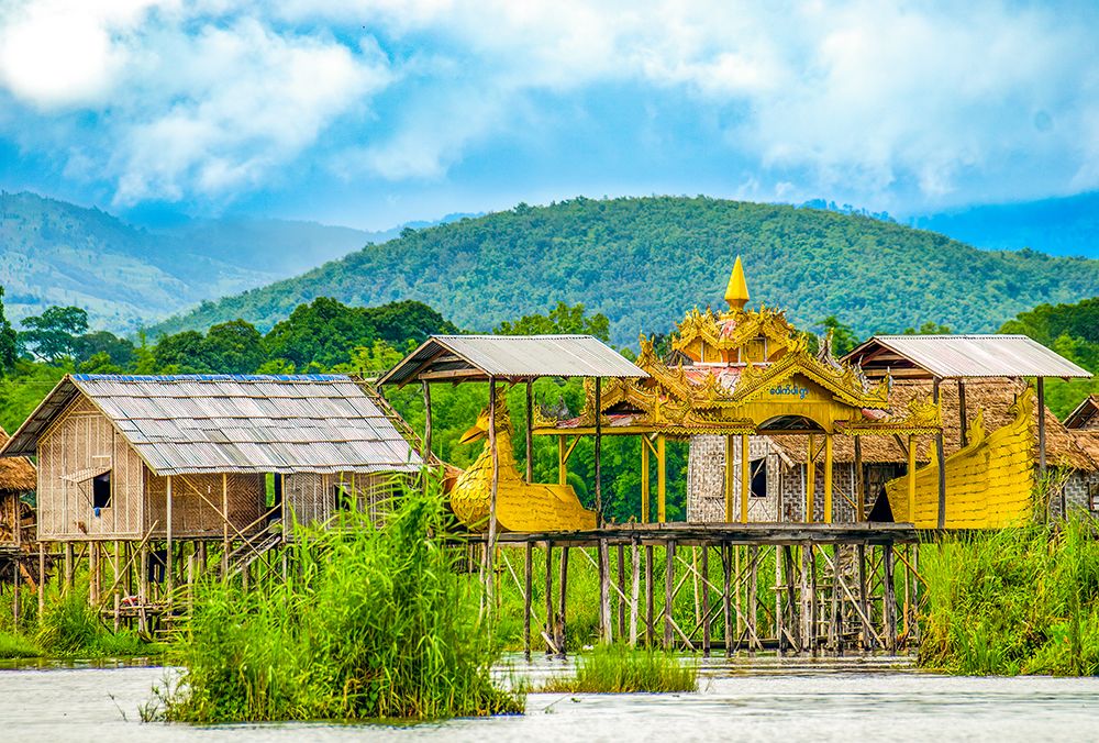 Inle Lake, Myanmar. Golden Karaweik boat which sails during Phaung Daw Oo festival.